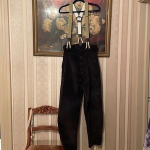 Unisex La Laboureur brown corduroy French farm pants w/suspenders. US  size 32.